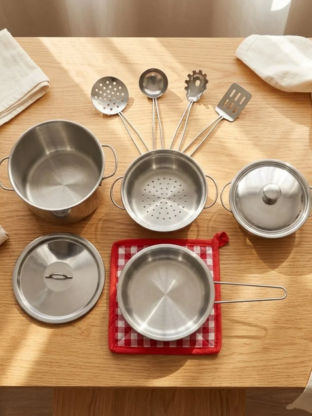 NWT Kids Stainless Steel Kitchen Accessory Set – 11pc Cooking Toy Kit - Picture 2 of 13